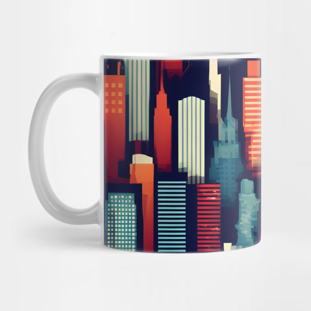 Urban Horizon 2: Stylistic Vector City Skyline Fabric Print by AlexBRD